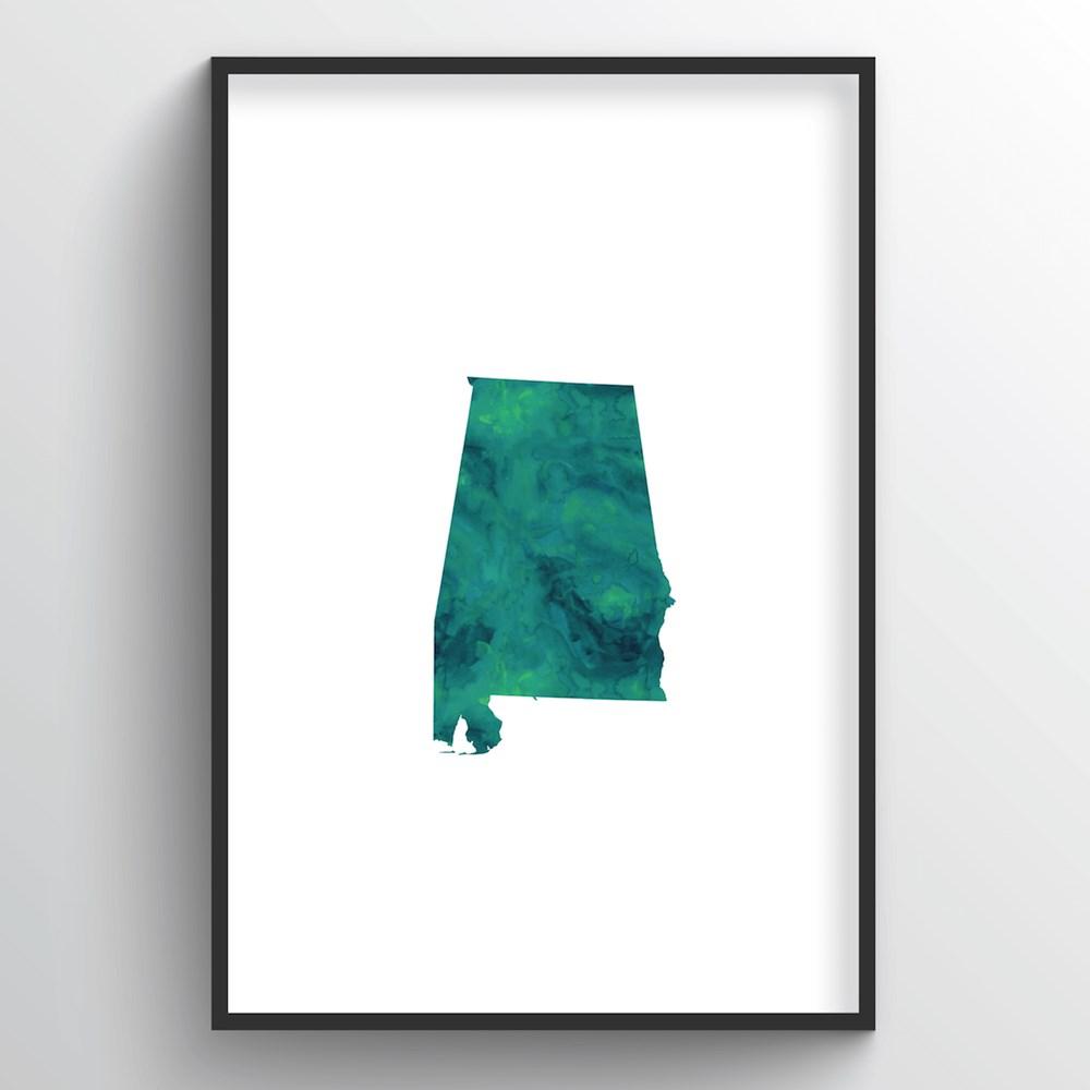 Alabama Word Art Print - &quot;Watercolor&quot; - Point Two Design