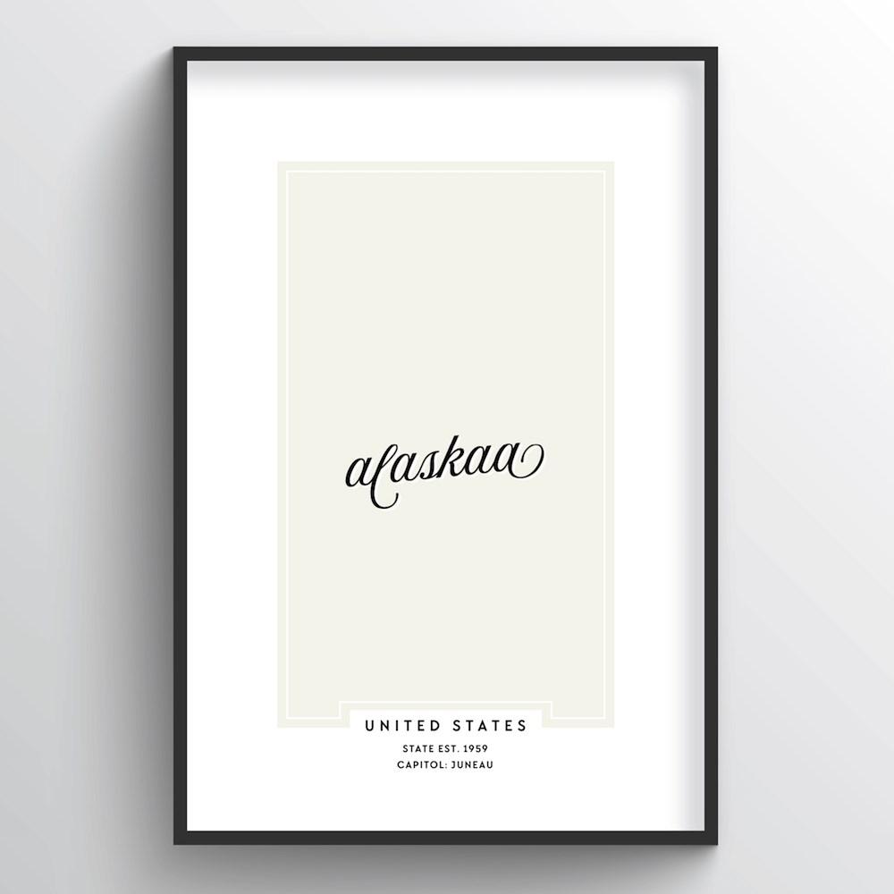 Alaska Word Art Print - &quot;Script&quot; - Point Two Design