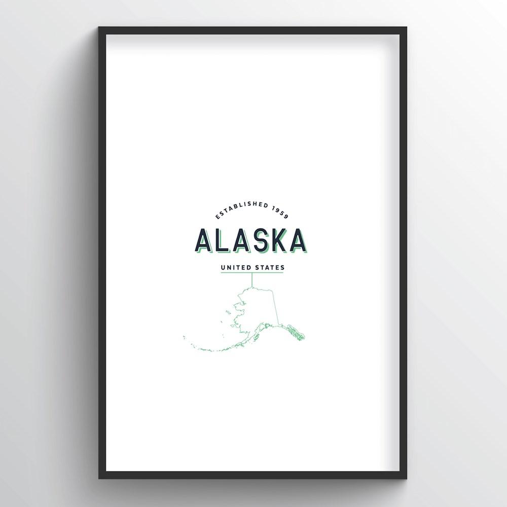 Alaska Word Art Print - State Line - Point Two Design