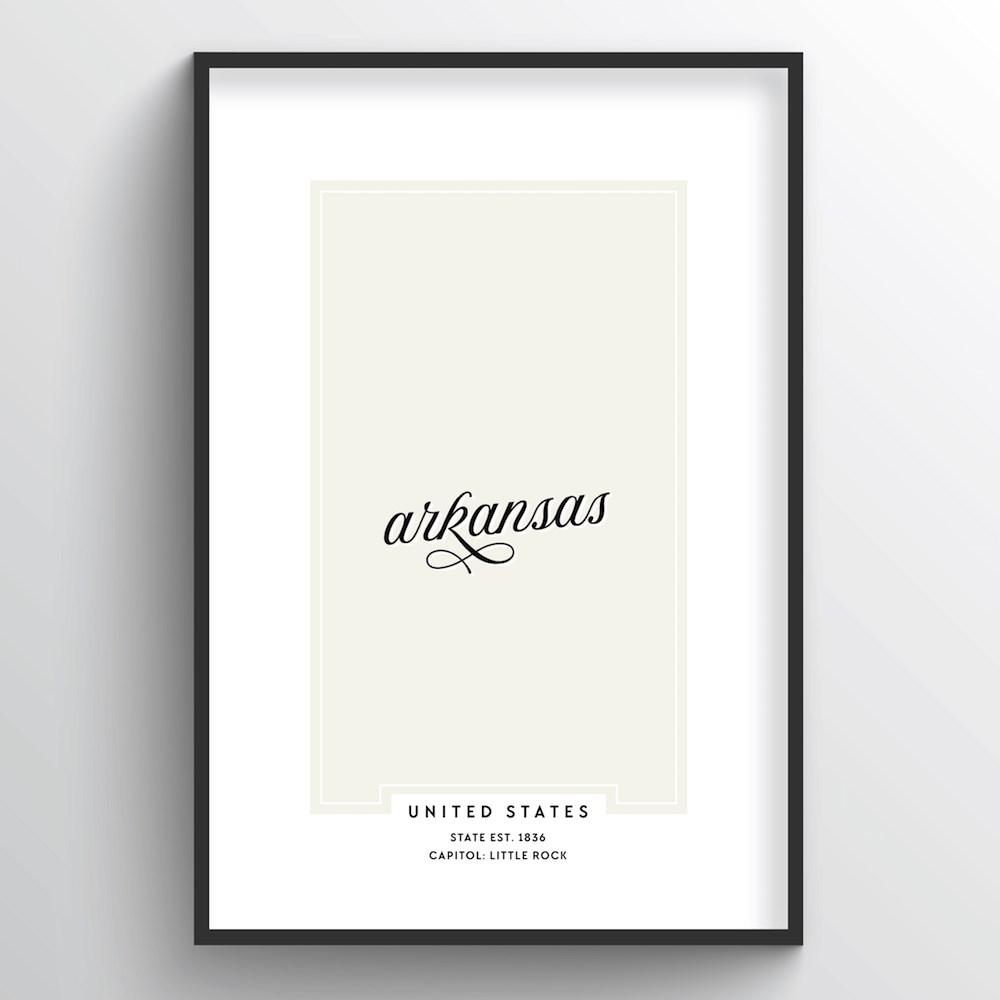 Arkansas Word Art Print - &quot;Script&quot; - Point Two Design