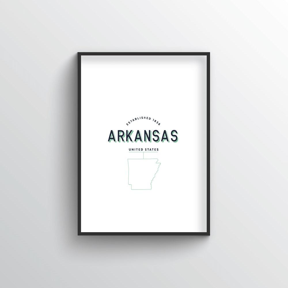 Arkansas Word Art Print - State Line - Point Two Design