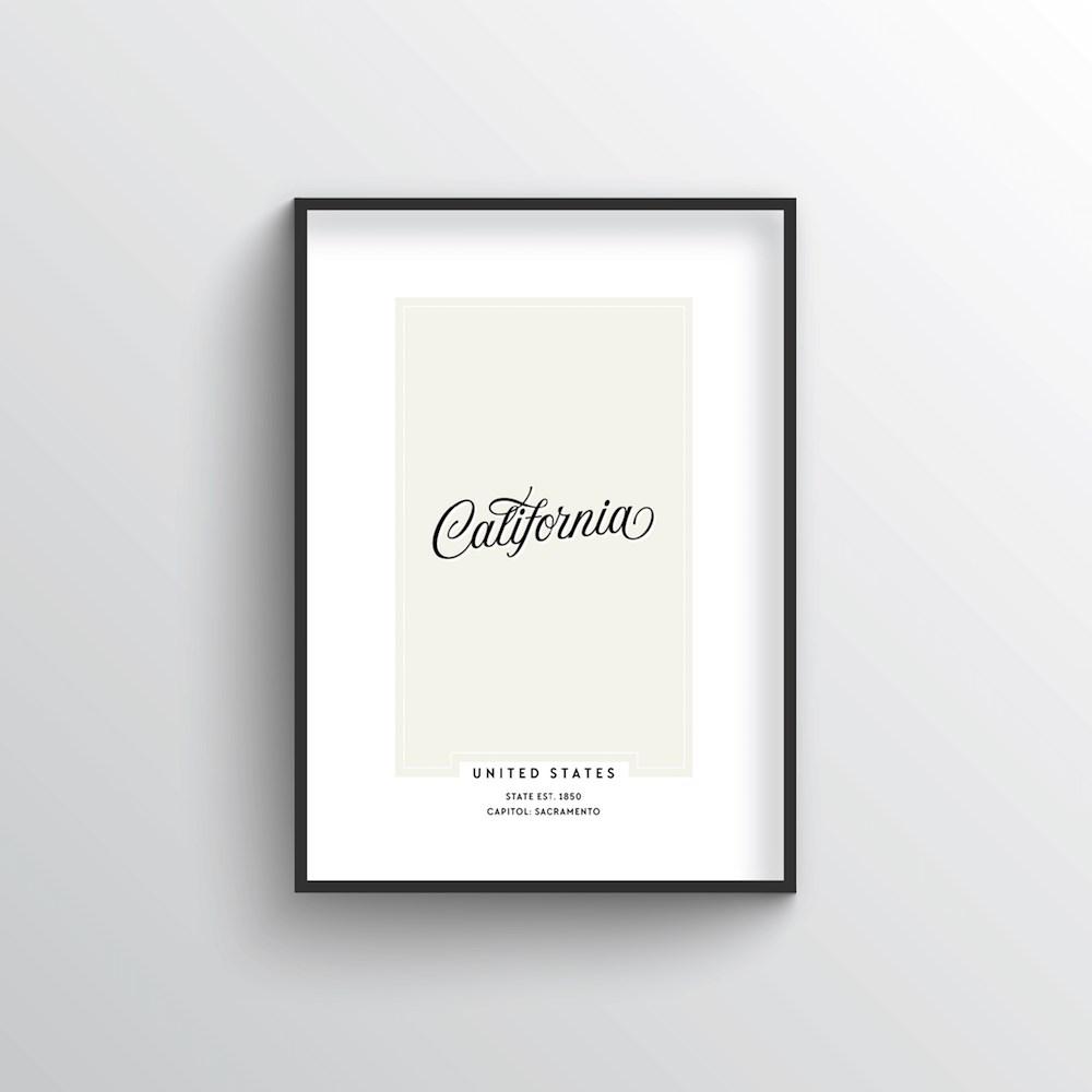 California Word Art Print - &quot;Script&quot; - Point Two Design
