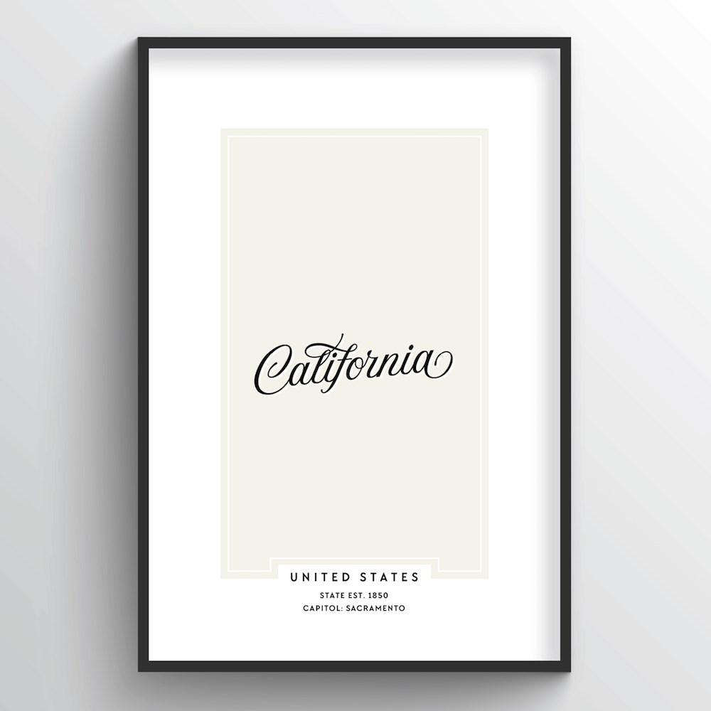 California Word Art Print - "Script" - Point Two Design