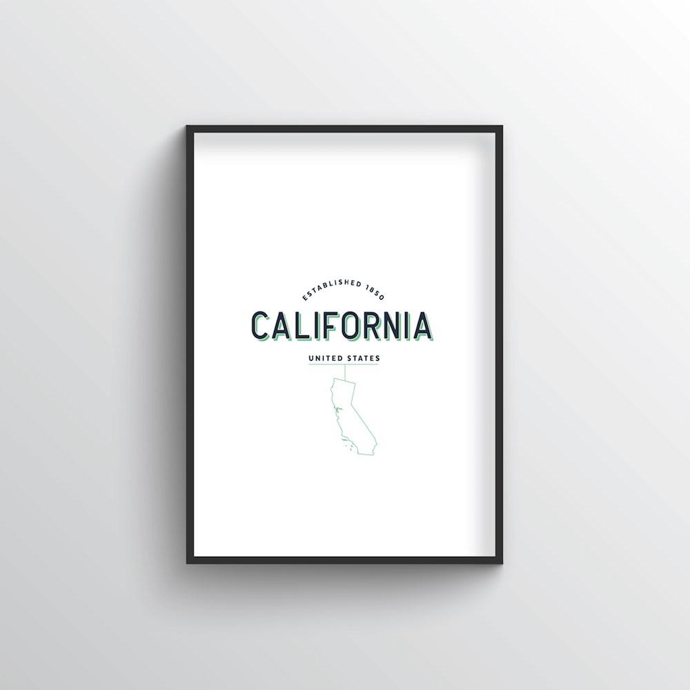 California Word Art Print - State Line - Point Two Design