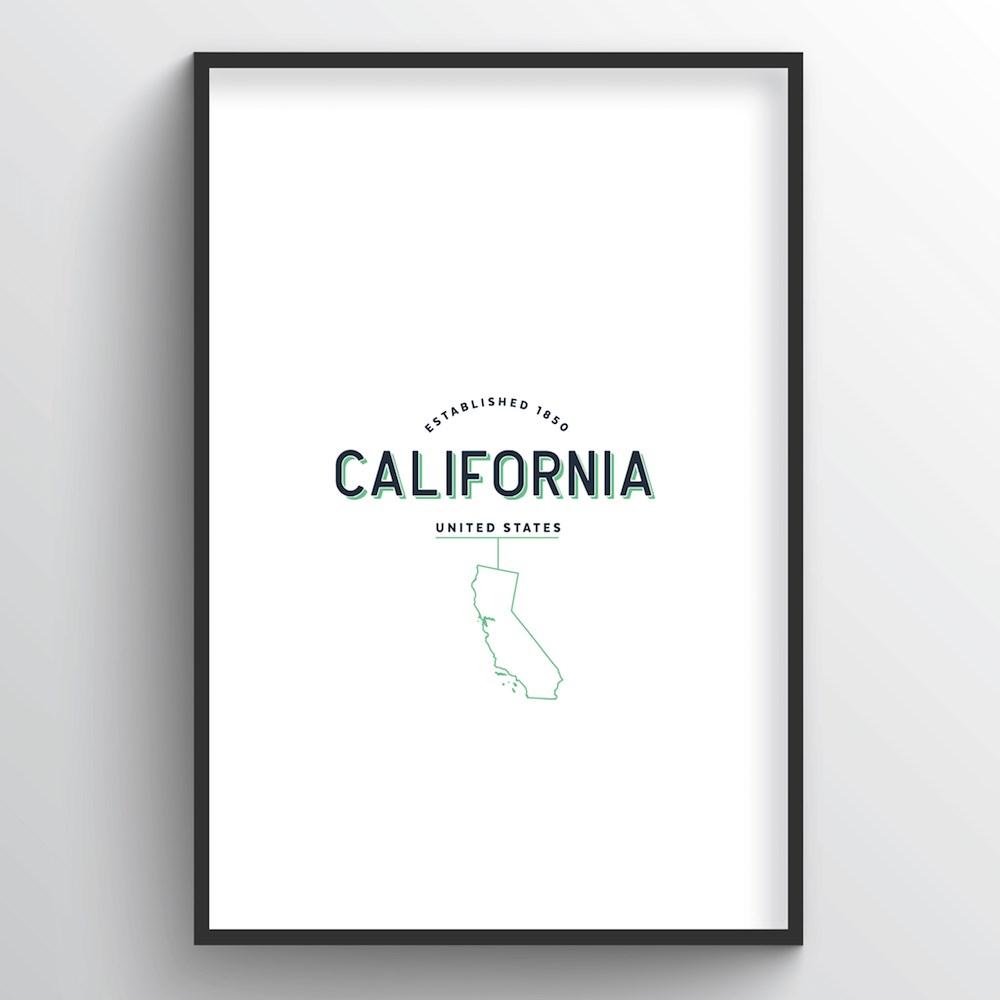 California Word Art Print - State Line - Point Two Design