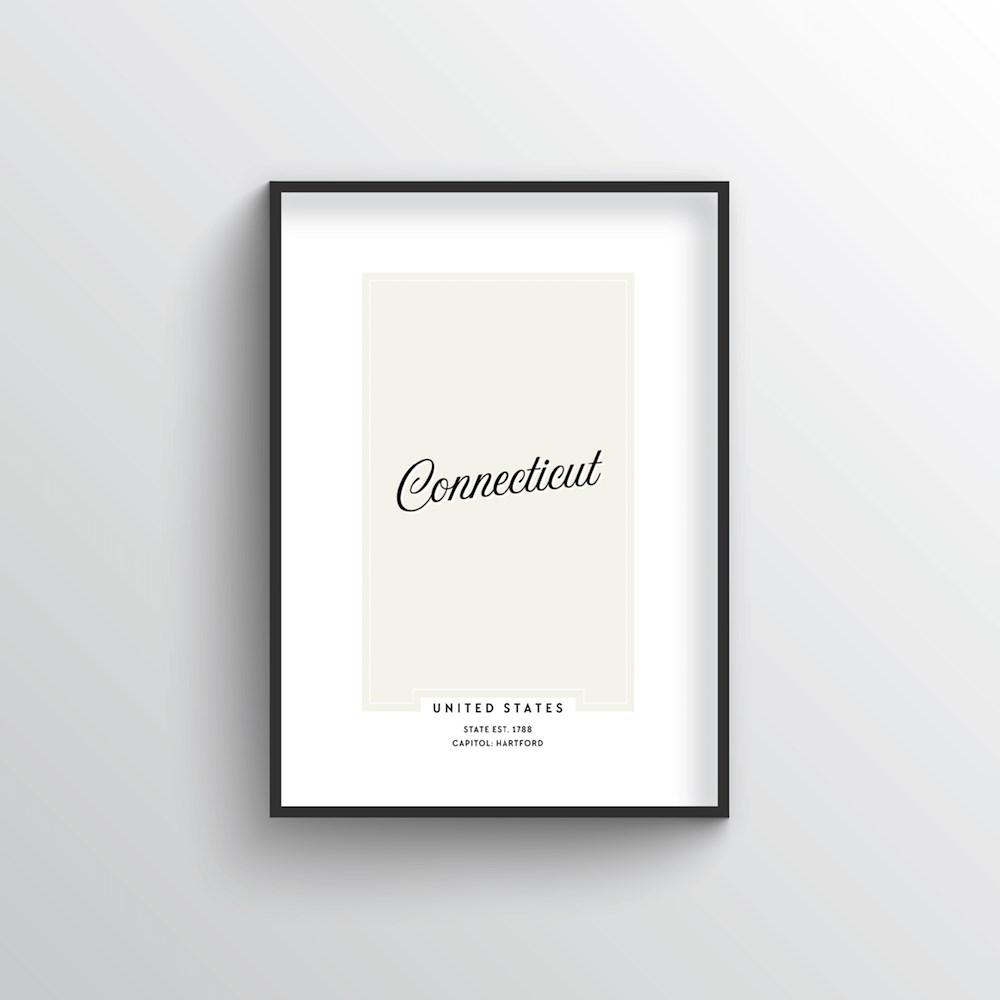 Connecticut Word Art Print - &quot;Script&quot; - Point Two Design