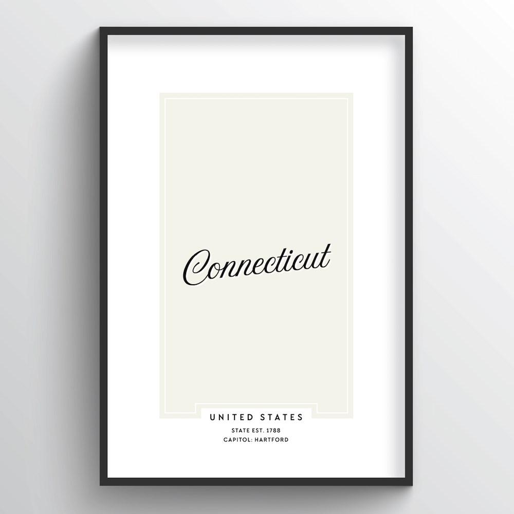Connecticut Word Art Print - "Script" - Point Two Design