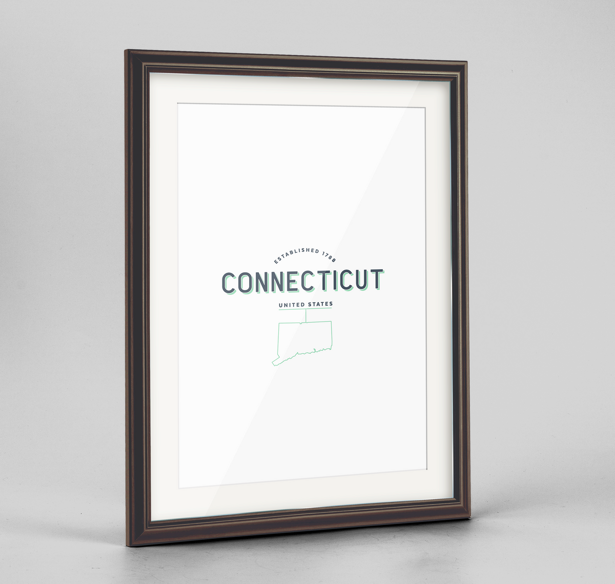 Connecticut Word Art Frame Print - State Line