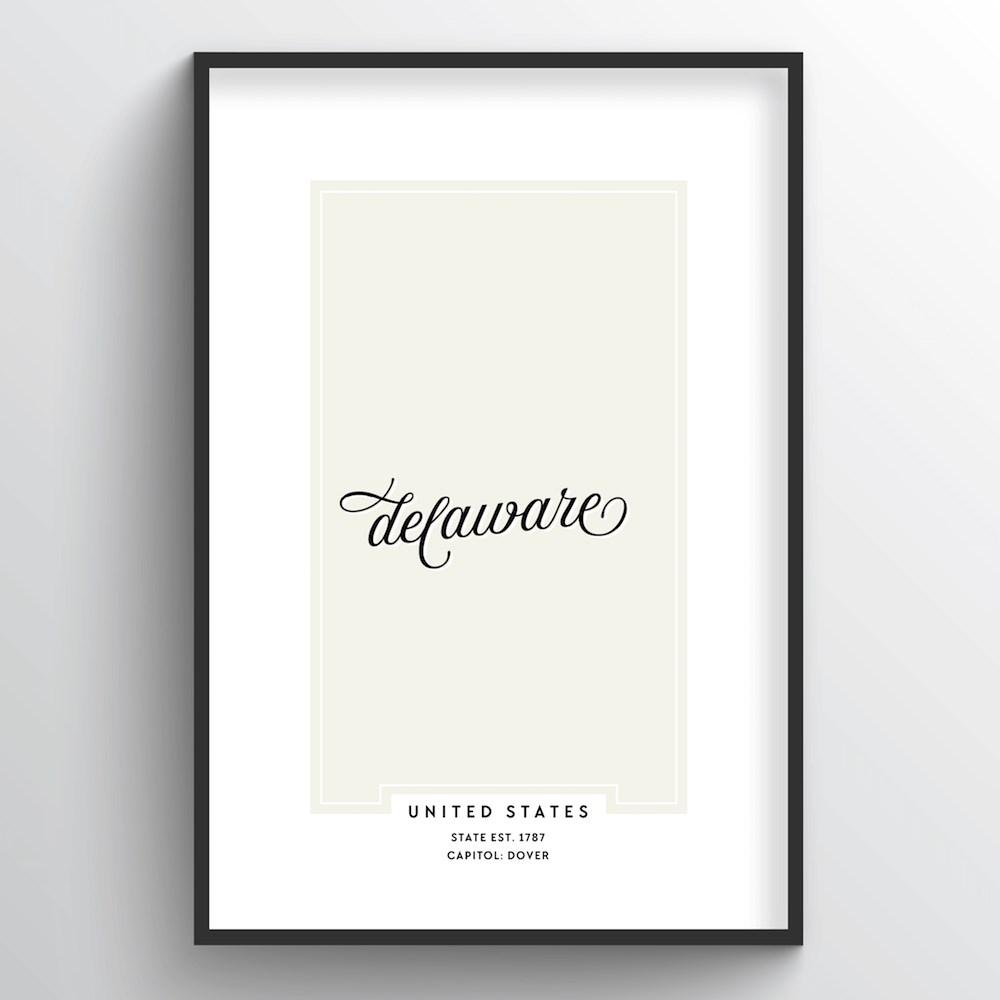 Delaware Word Art Print - &quot;Script&quot; - Point Two Design