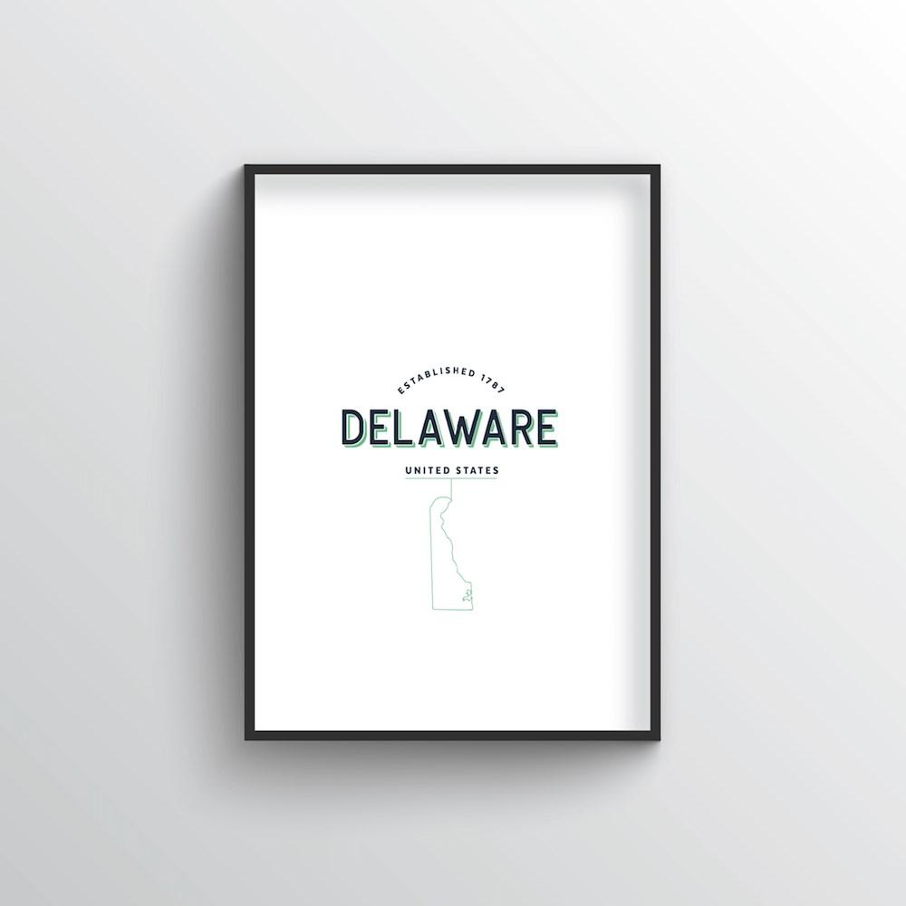 Delaware Word Art Print - State Line - Point Two Design