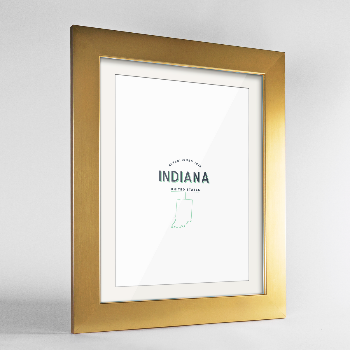 Indiana Word Art Frame Print - State Line