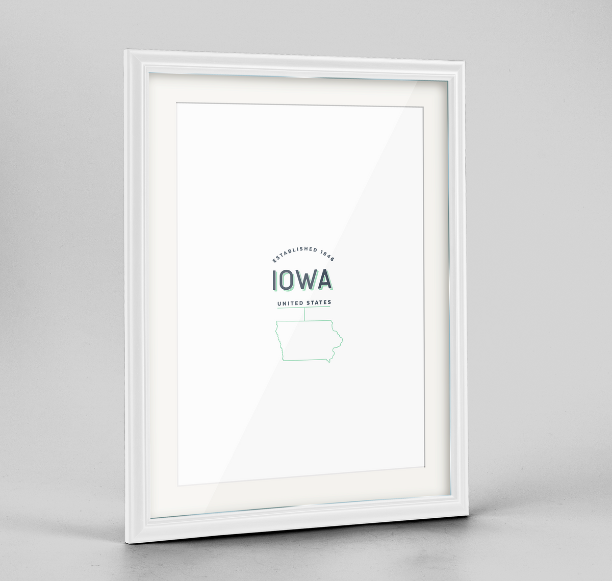 Iowa Word Art Frame Print - State Line