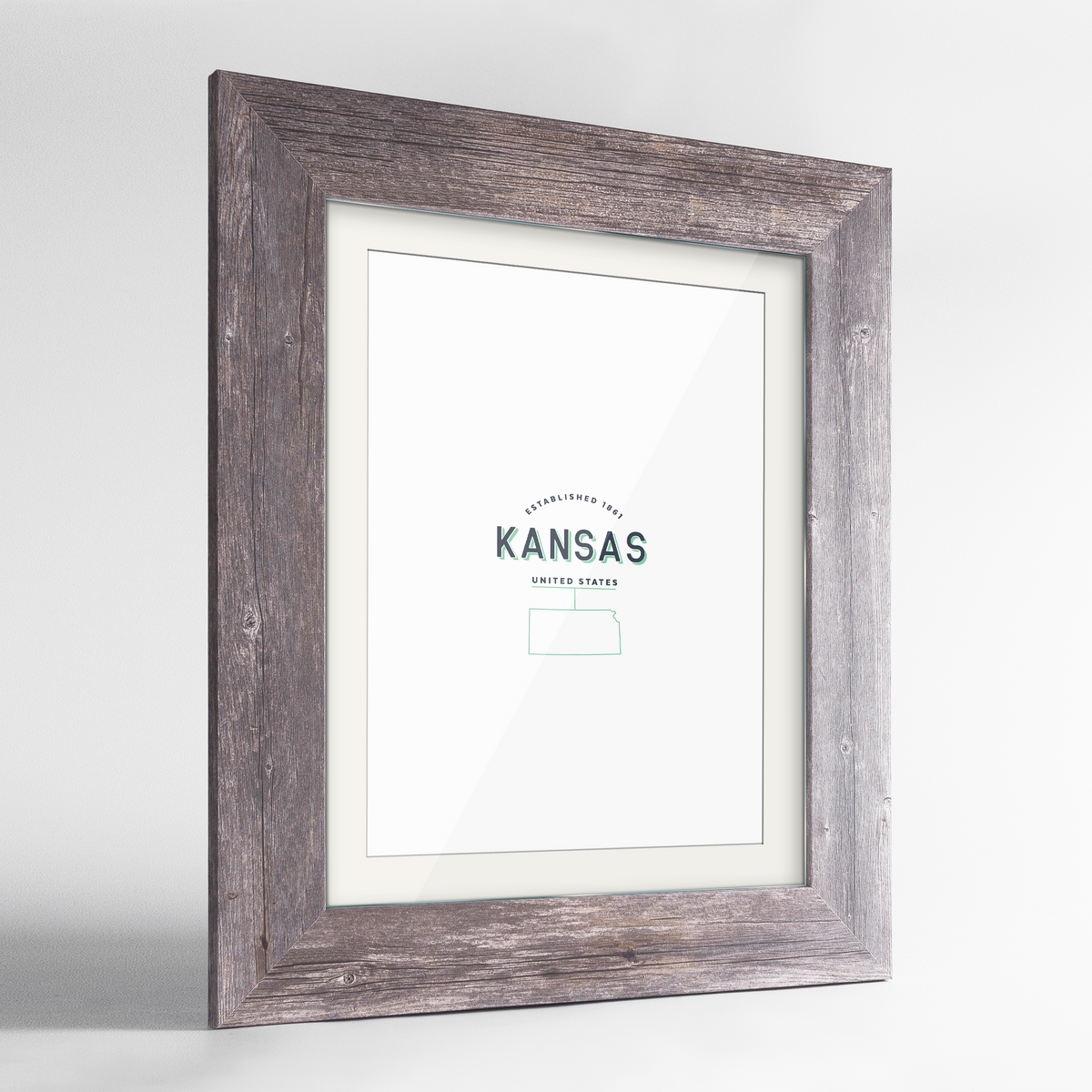 Kansas Word Art Frame Print - State Line