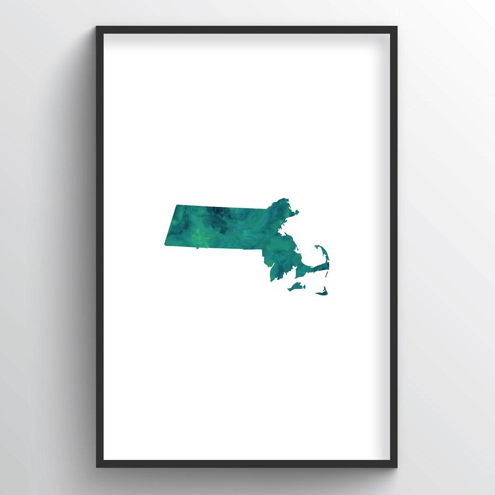 Massachusetts Watercolor Map retailer