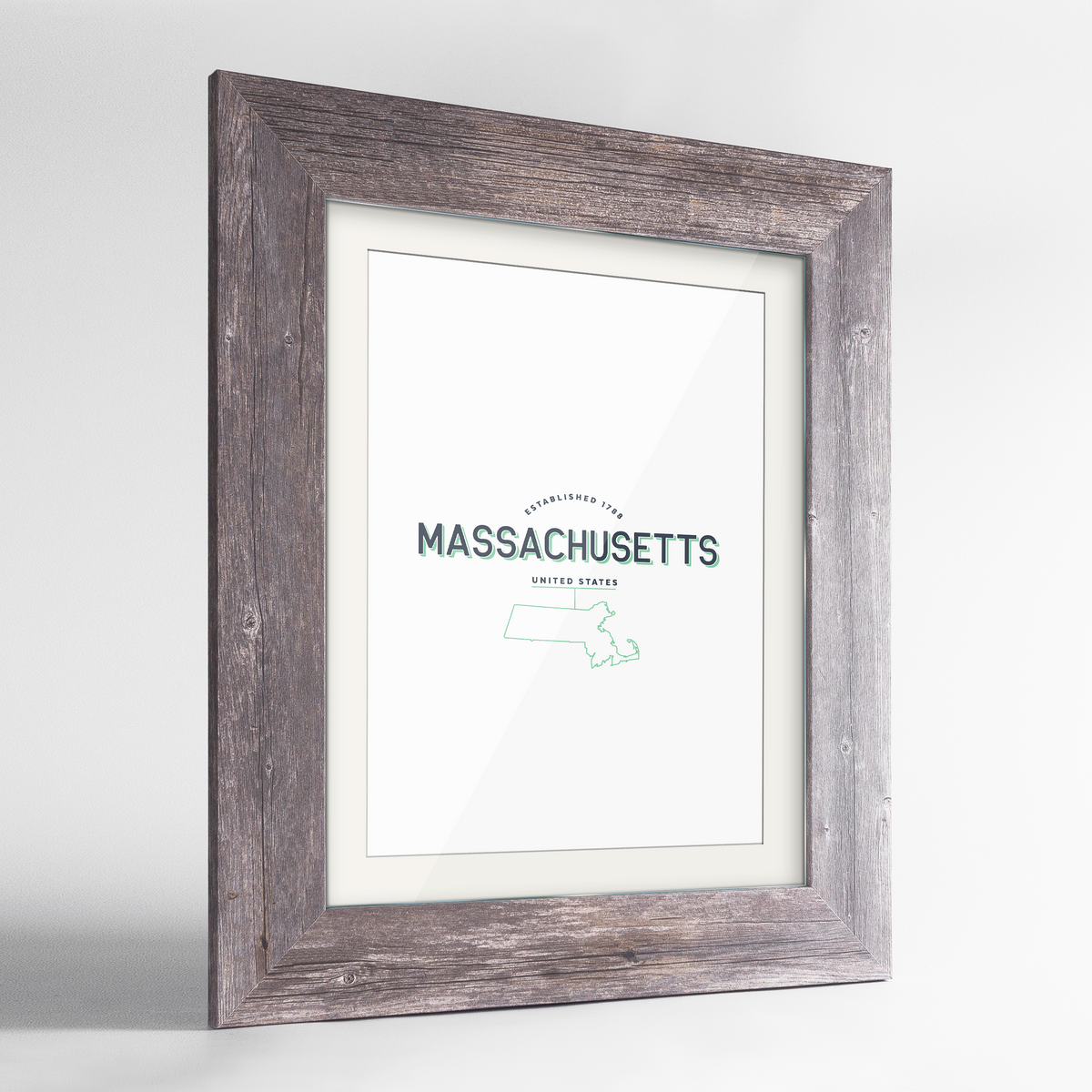Massachusetts Word Art Frame Print - State Line