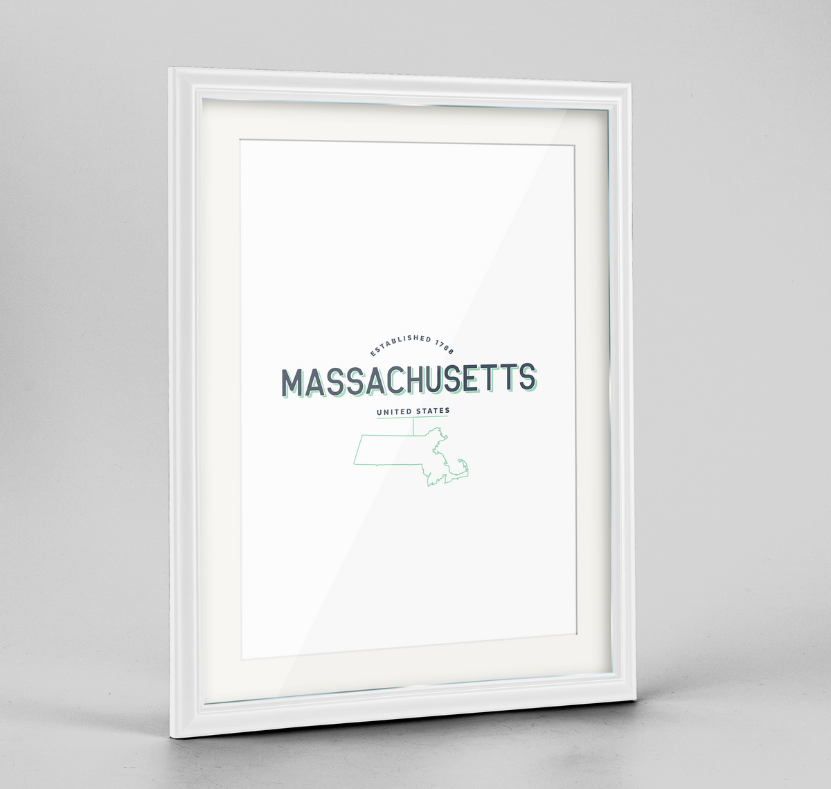 Massachusetts Word Art Frame Print - State Line