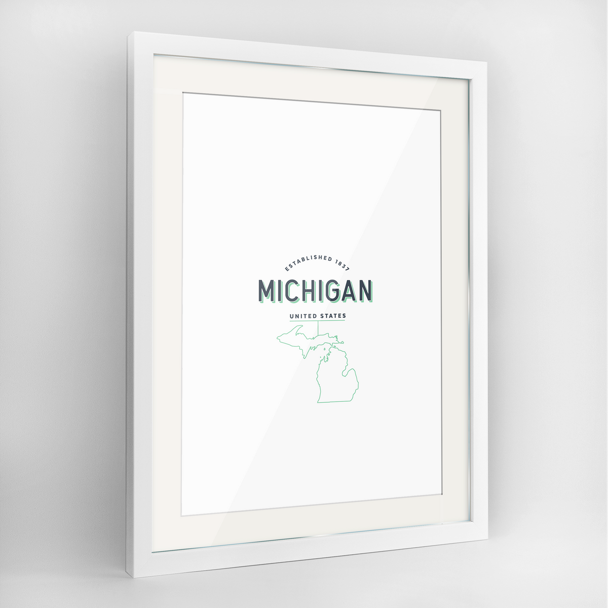 Michigan Word Art Frame Print - State Line