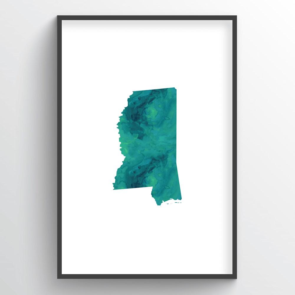 Mississippi Word Art - "Watercolor"