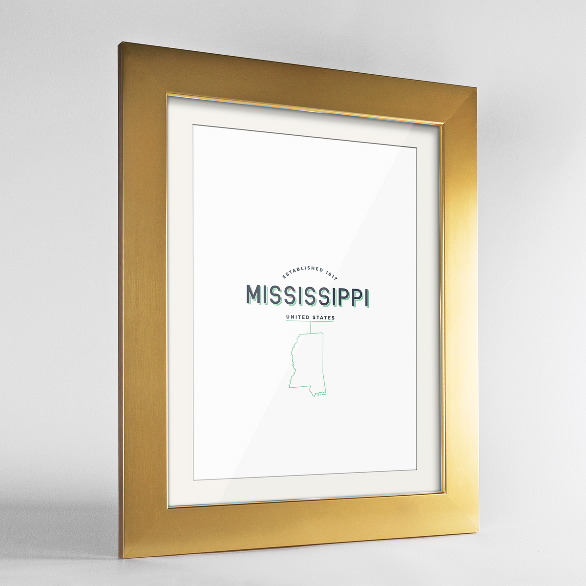 Mississippi Word Art Frame Print - State Line