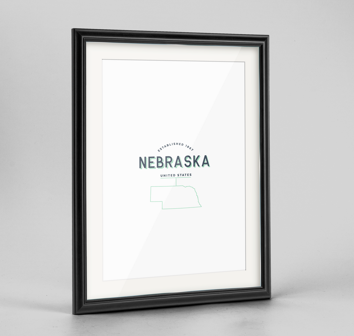 Nebraska Word Art Frame Print - State Line