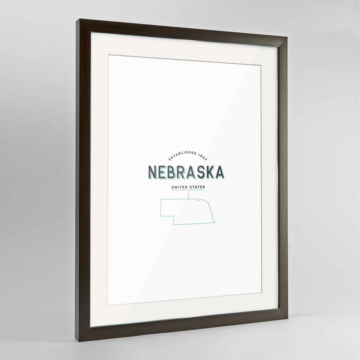 Nebraska Word Art Frame Print - State Line