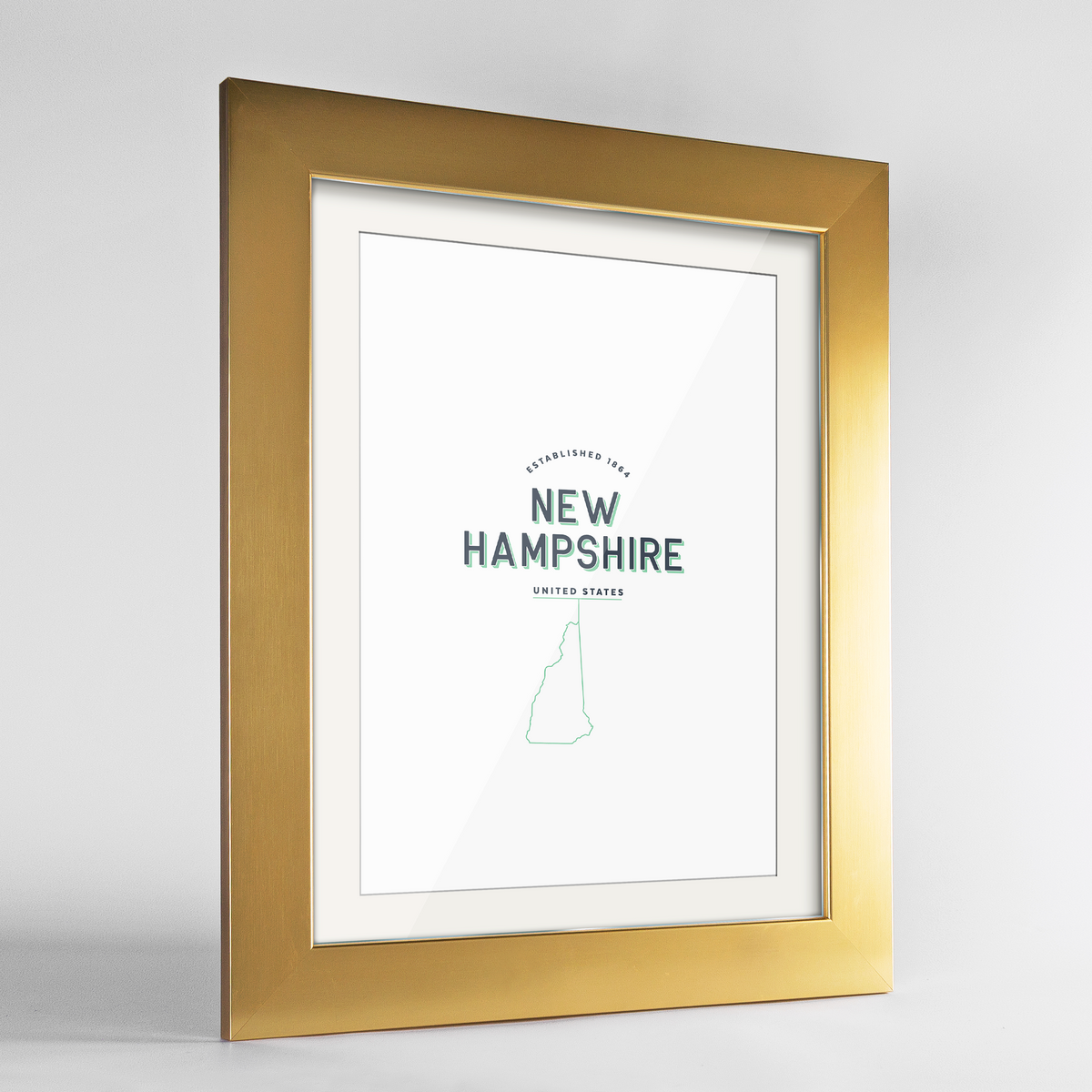 New Hampshire Word Art Frame Print - State Line