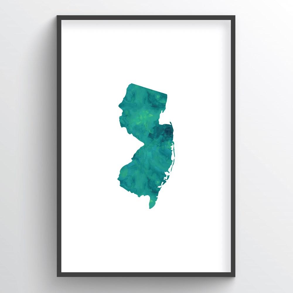 New Jersey Word Art - "Watercolor"