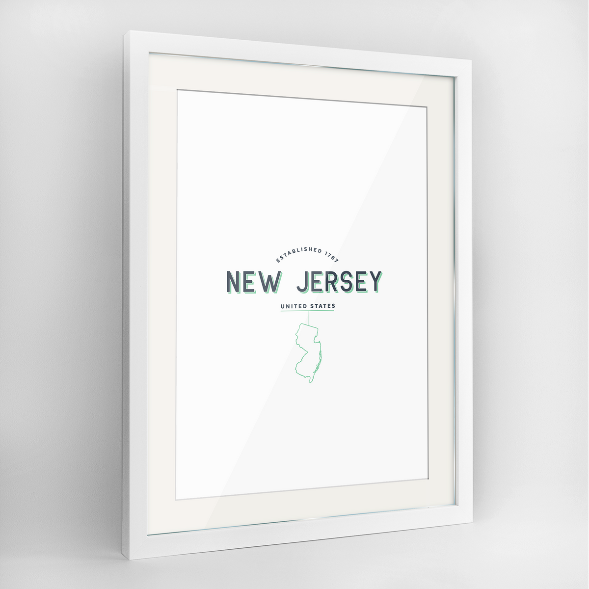 New Jersey Word Art Frame Print - State Line