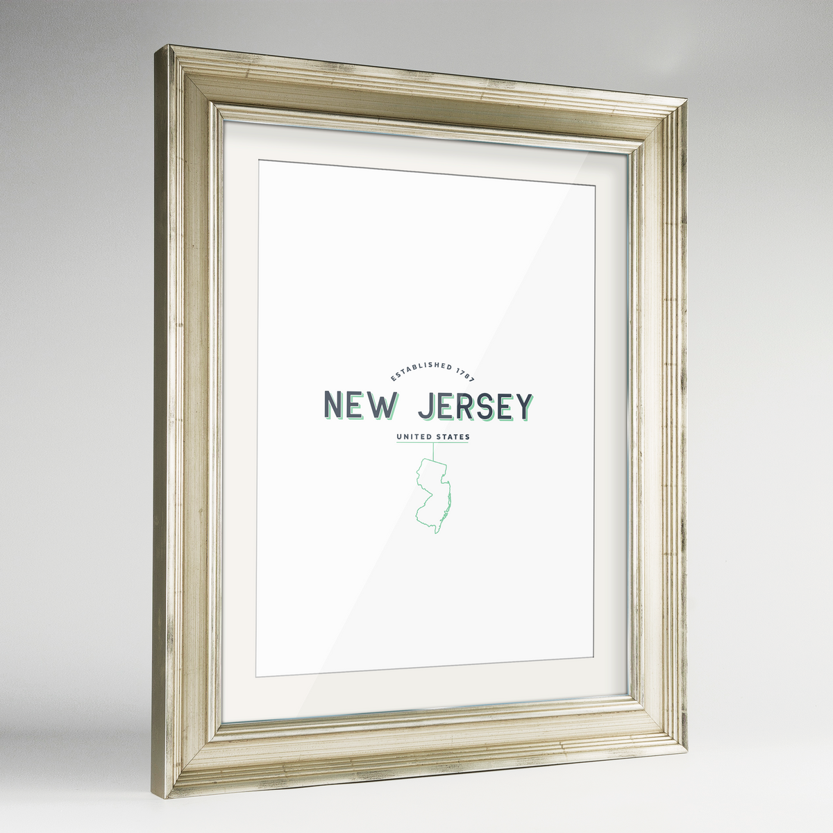 New Jersey Word Art Frame Print - State Line