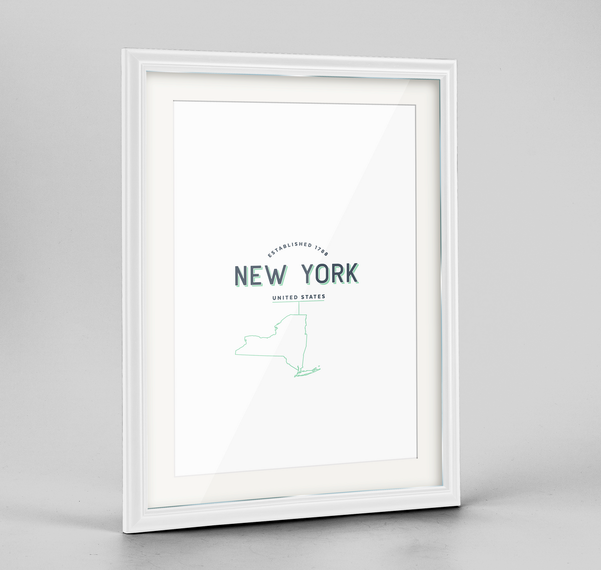 New York Word Art Frame Print - State Line