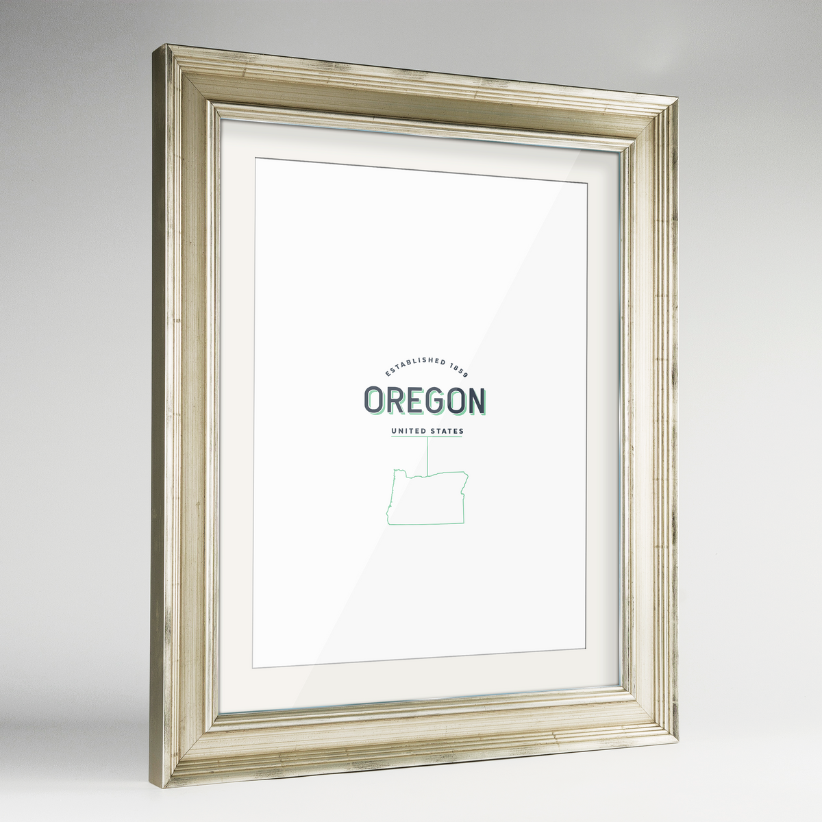 Oregon Word Art Frame Print - State Line