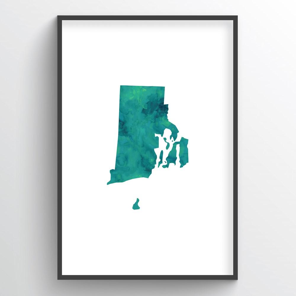 Rhode Island Word Art - "Watercolor"