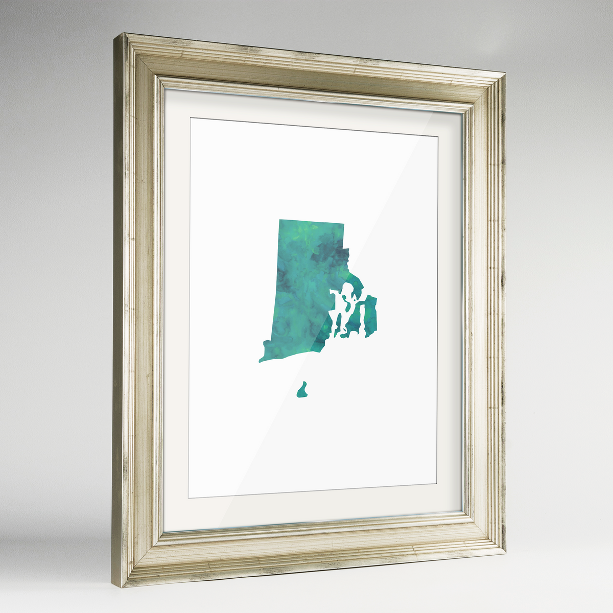 Rhode Island Word Art Frame Print - &quot;Watercolor&quot;