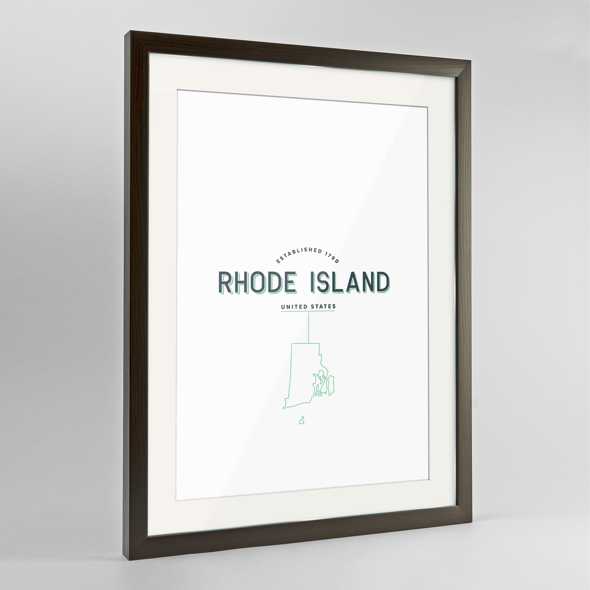 Rhode Island Word Art Frame Print - State Line
