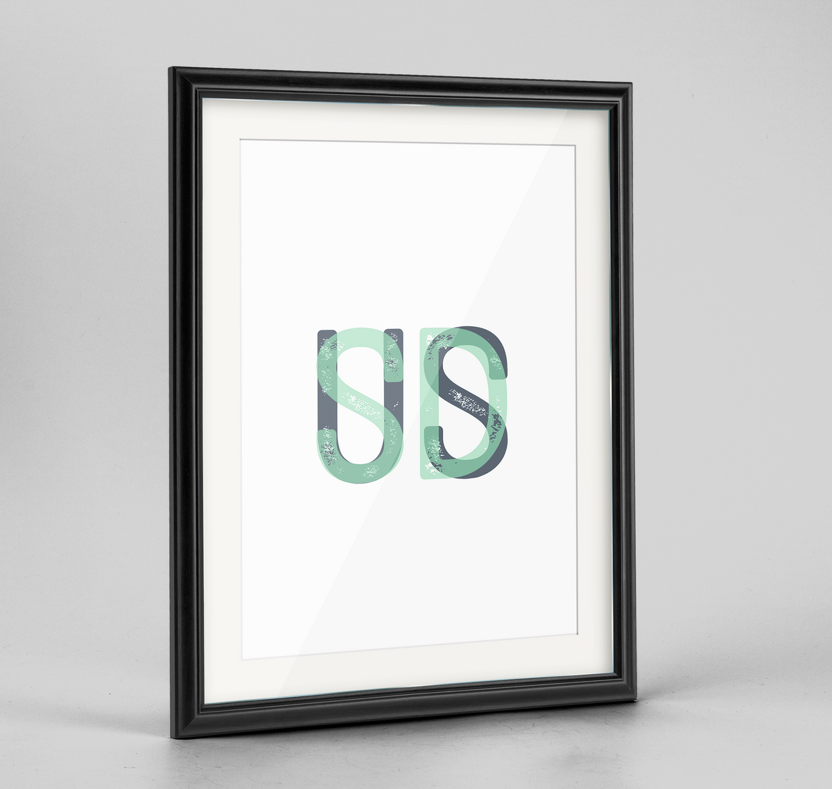 South Dakota Word Art Frame Print - &quot;Initials&quot;