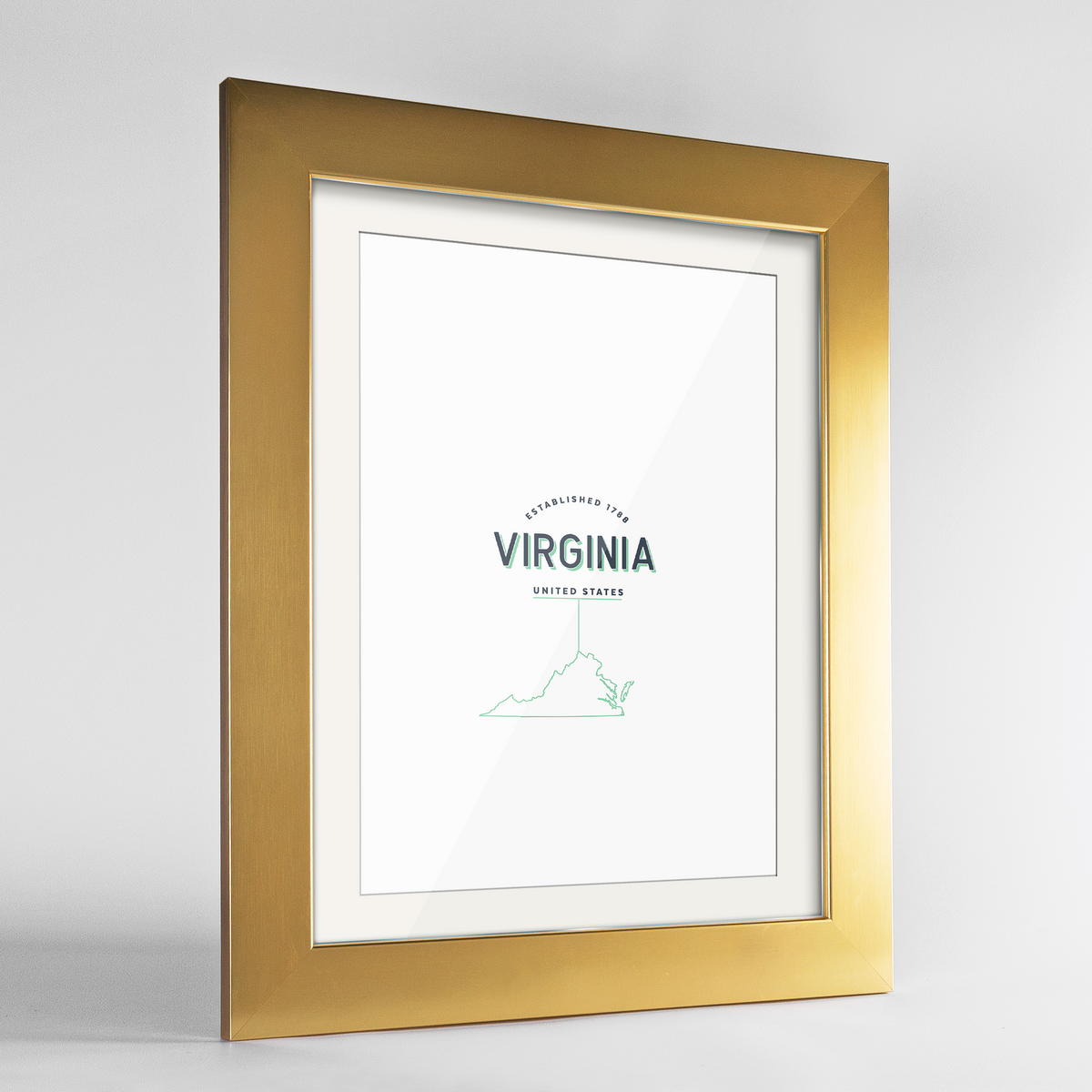 Virginia Word Art Frame Print - State Line