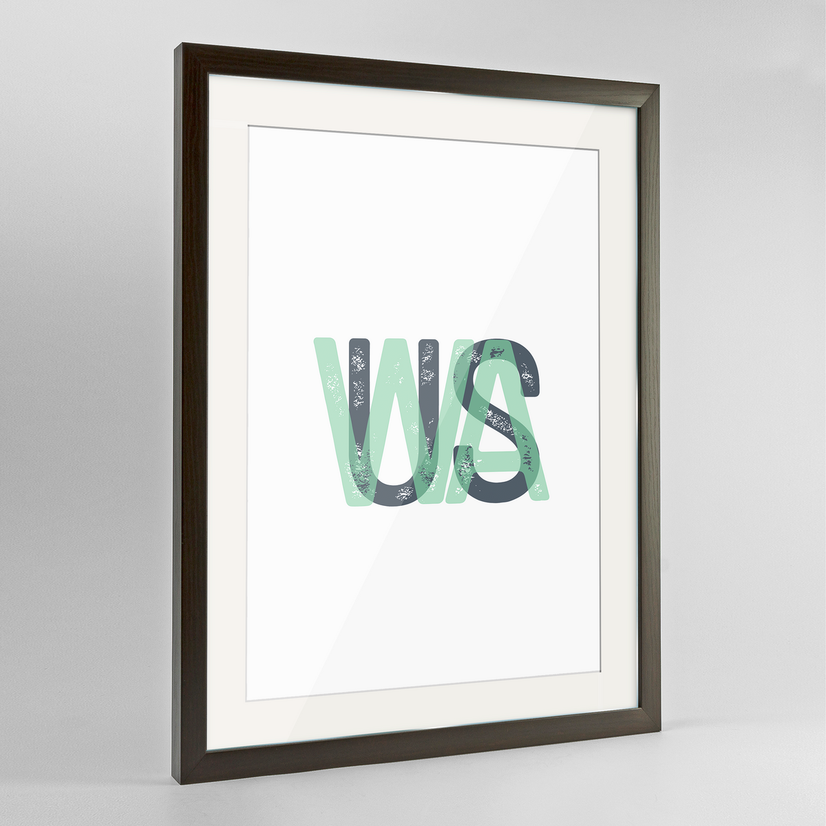 Washington Word Art Frame Print - &quot;Initials&quot;