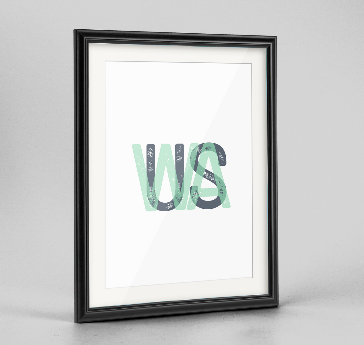 Washington Word Art Frame Print - &quot;Initials&quot;