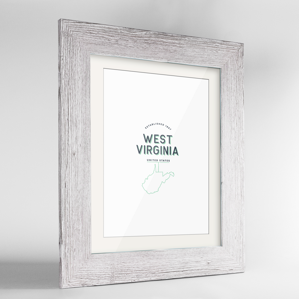 West Virginia Word Art Frame Print - State Line