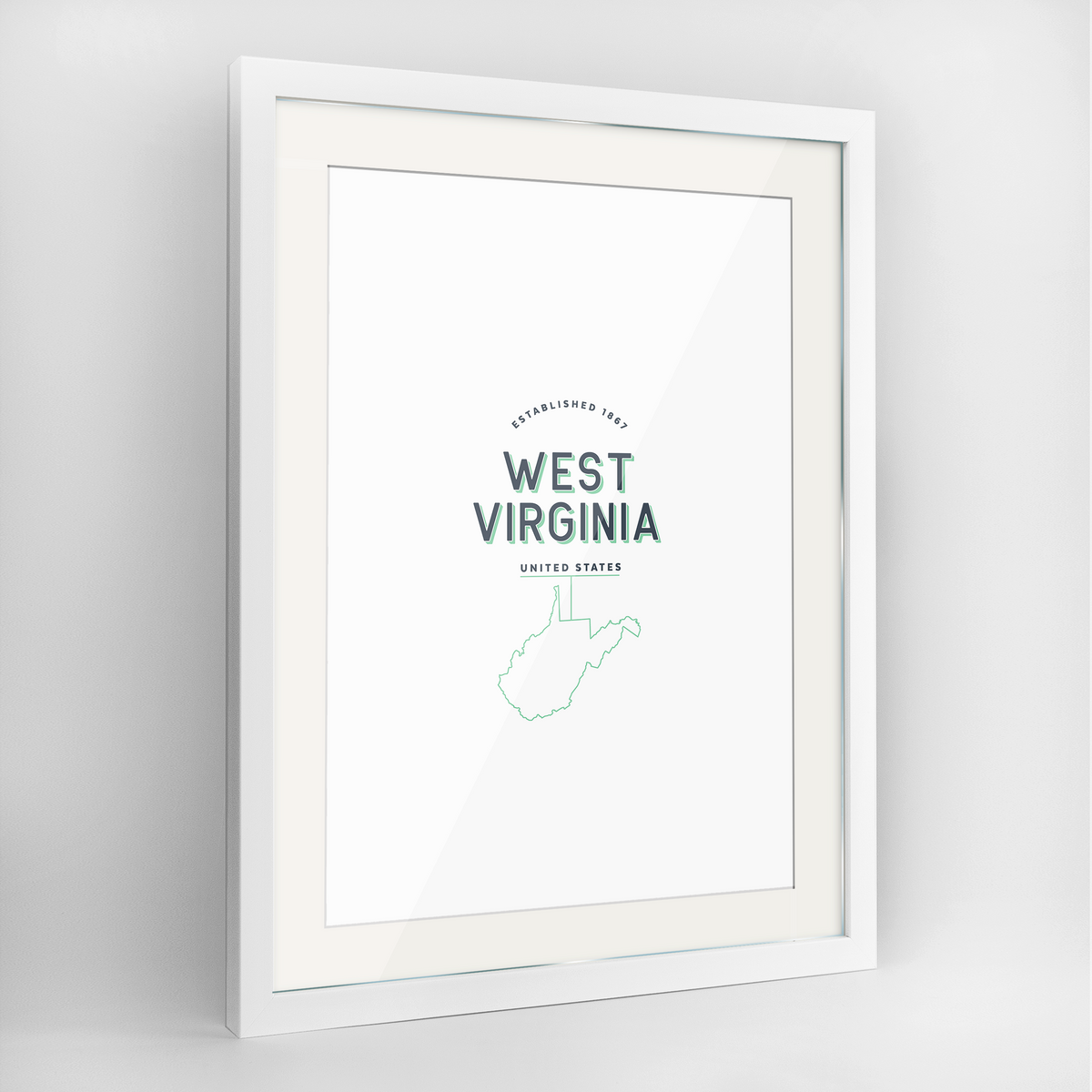 West Virginia Word Art Frame Print - State Line