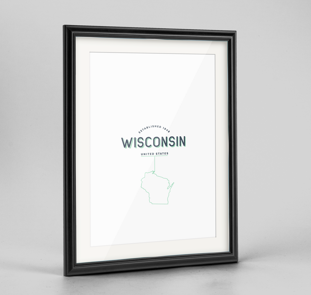 Wisconsin Word Art Frame Print - State Line