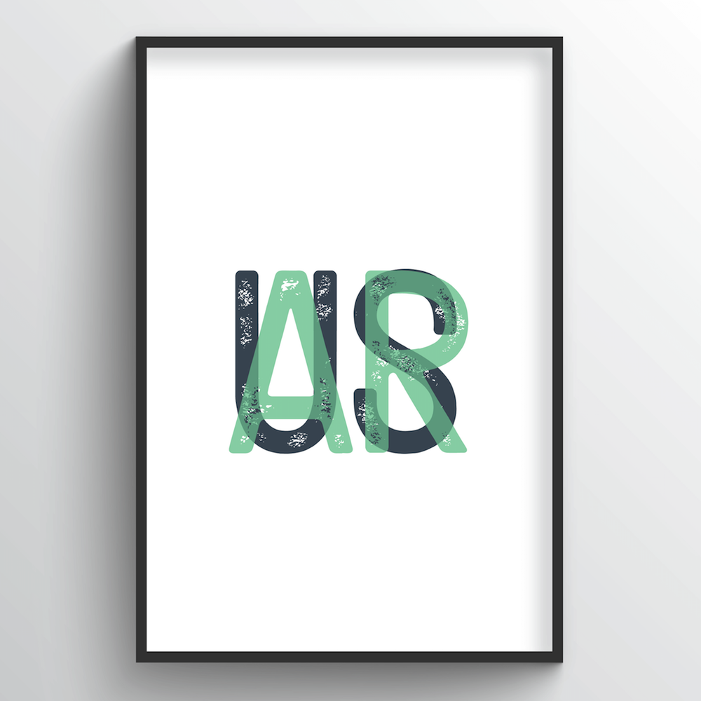 Arkansas Word Art Print - "Initials" - Point Two Design
