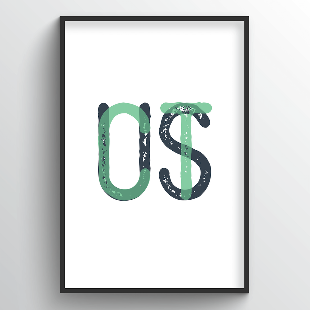 Connecticut Word Art Print - "Initials" - Point Two Design