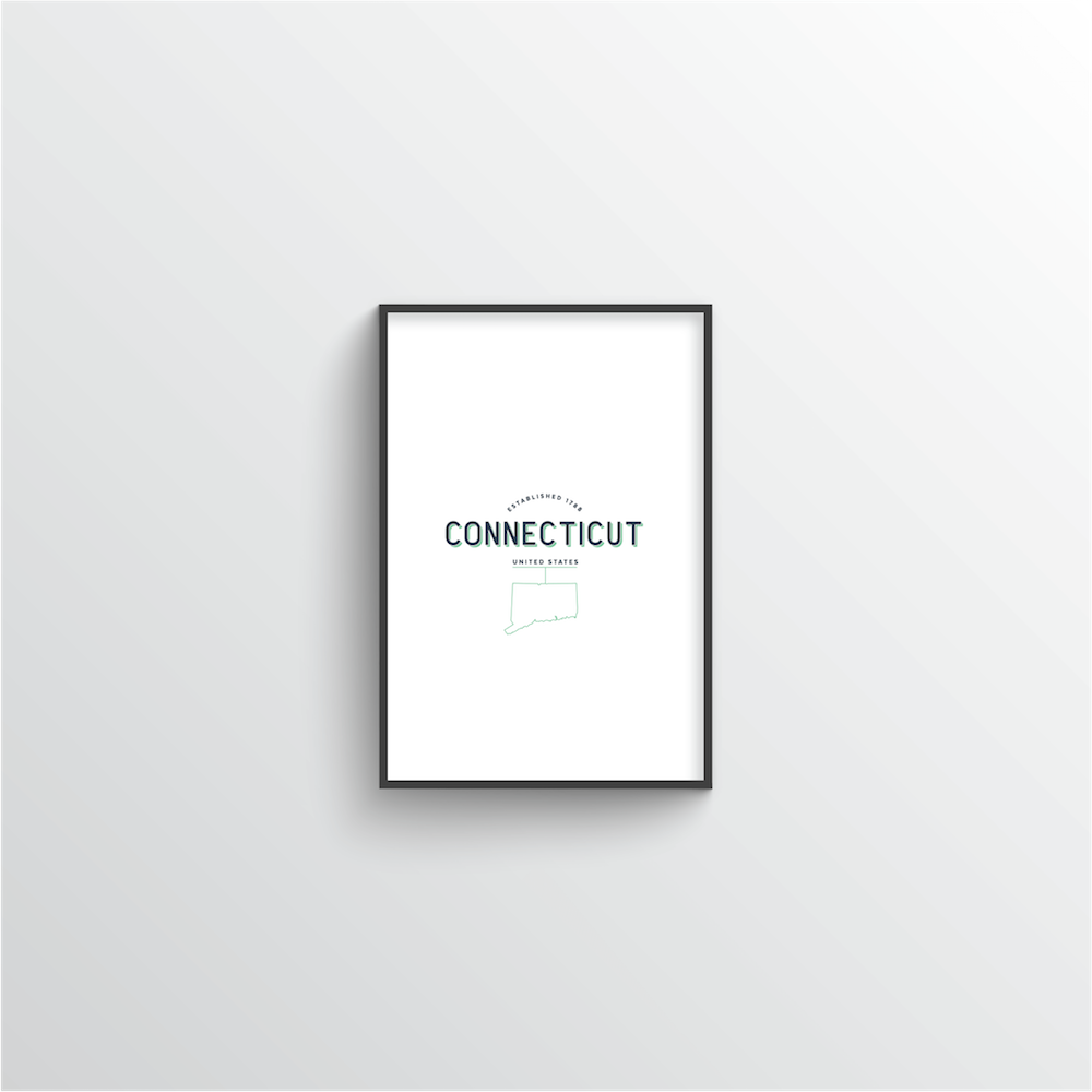 Connecticut Word Art Print - State Line - Point Two Design