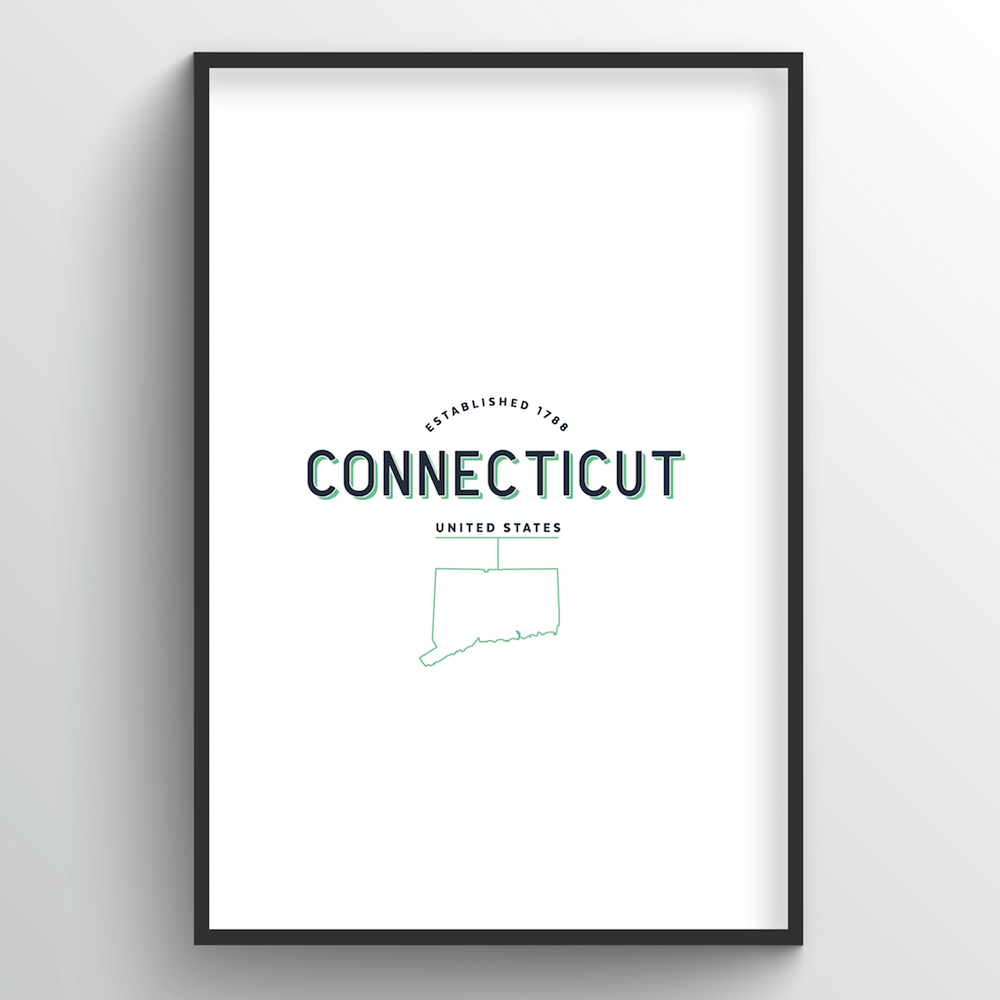 Connecticut Word Art Print - State Line - Point Two Design