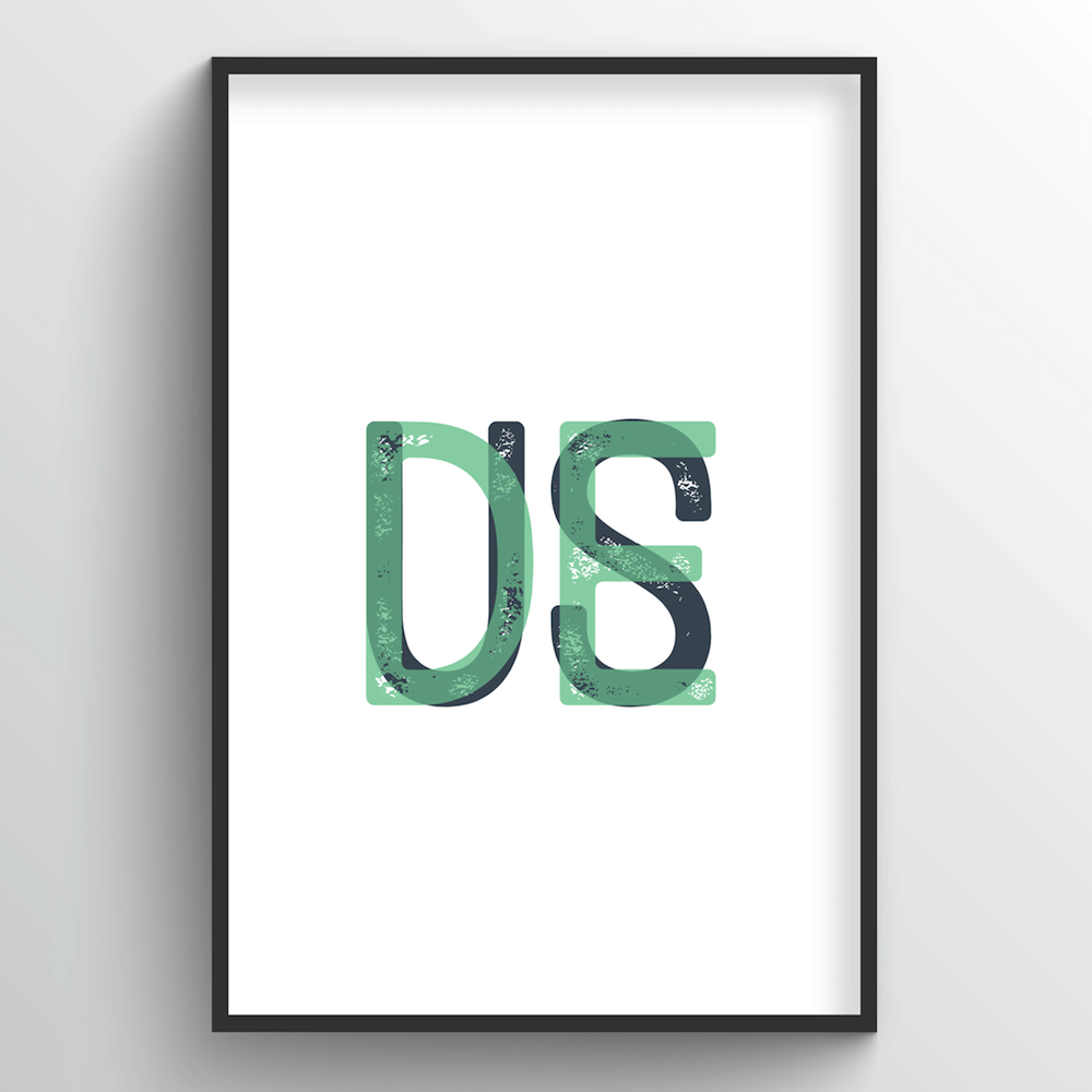 Delaware Word Art Print - &quot;Initials&quot; - Point Two Design