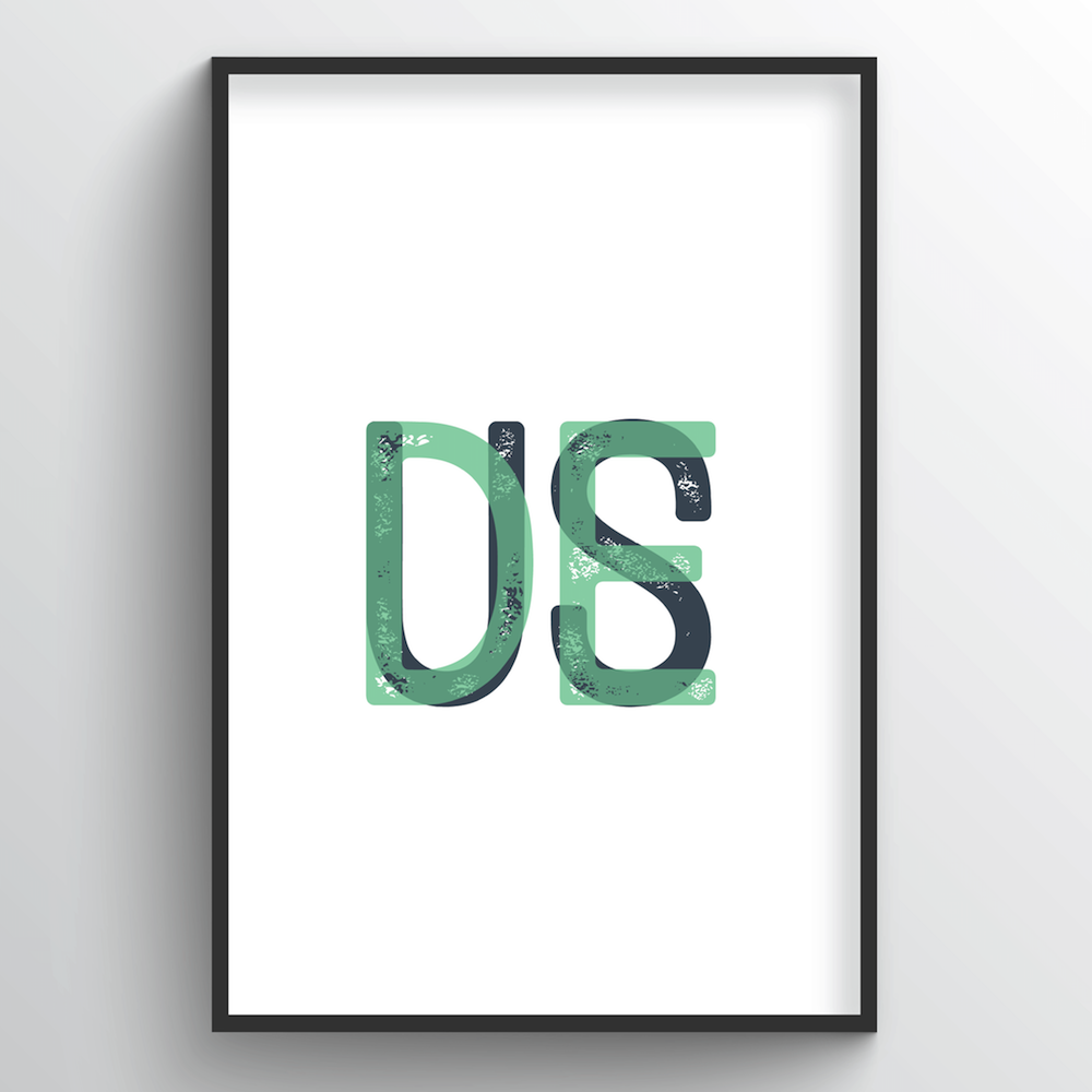 Delaware Word Art Print - "Initials" - Point Two Design