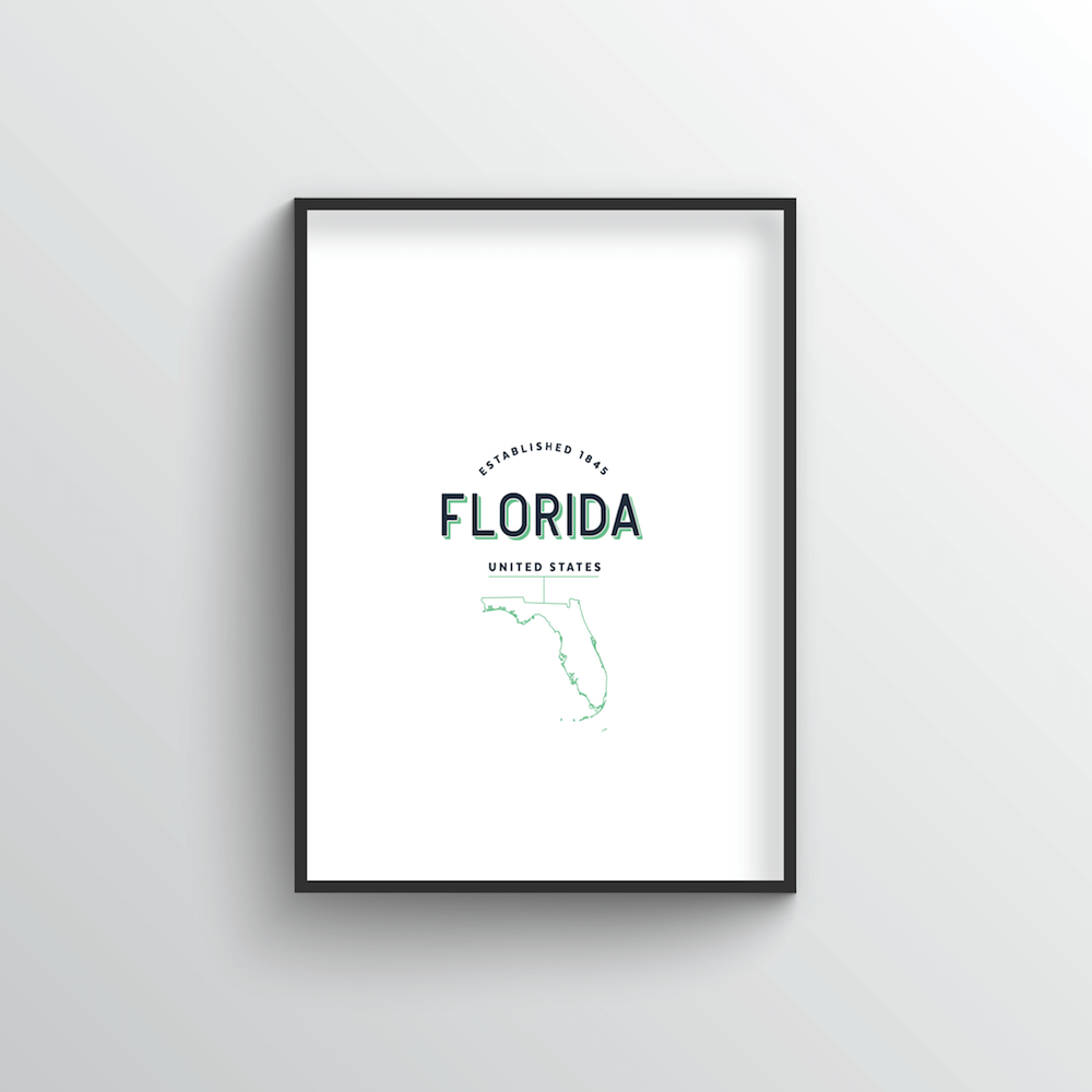 Florida Word Art Print - State Line - Point Two Design