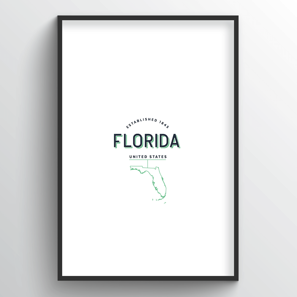 Florida Word Art Print - State Line - Point Two Design