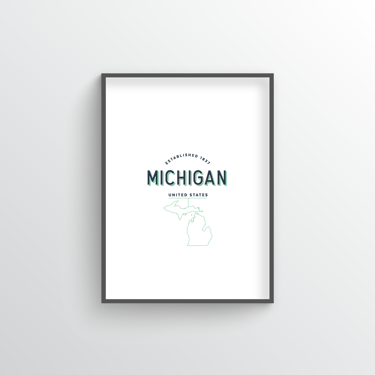Michigan Word Art Print - State Line